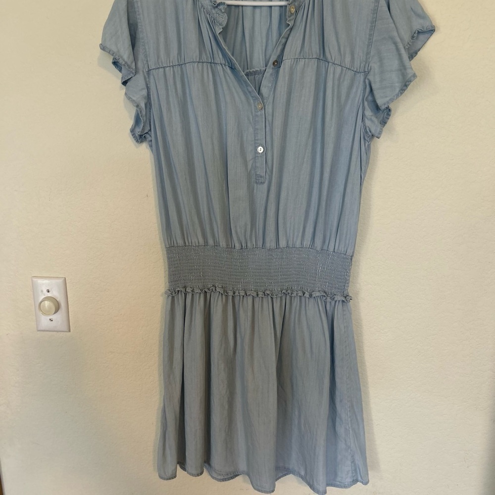 Rails Amina Smocked Mini Dress Large chambray - Picture 2 of 10